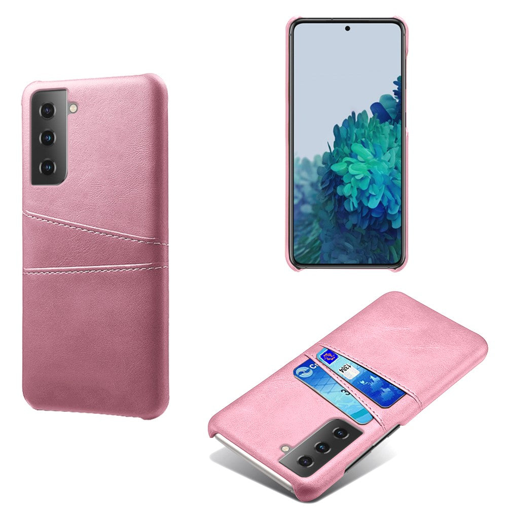 PU-läderbelagt PC-skal med dubbla kortplatser för Samsung Galaxy S21 4G / 5G