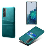 PU-læderbelagt PC-cover med dobbeltkort-plads-design til Samsung Galaxy S21 4G / 5G