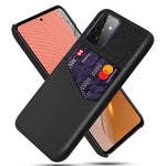 Card Holder Cloth + PU Leather Coated PC Back Cover for Samsung Galaxy A72 5G / A72 4G