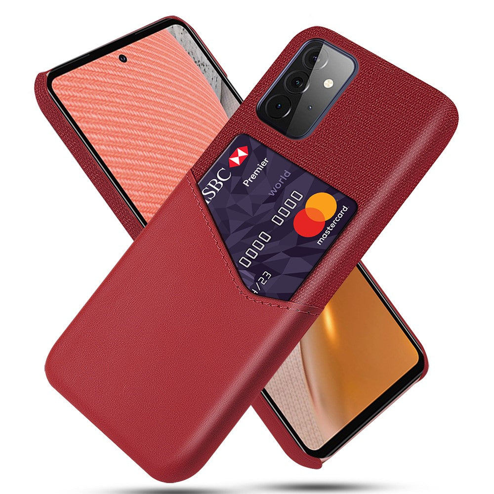 Card Holder Cloth + PU Leather Coated PC Back Cover for Samsung Galaxy A72 5G / A72 4G