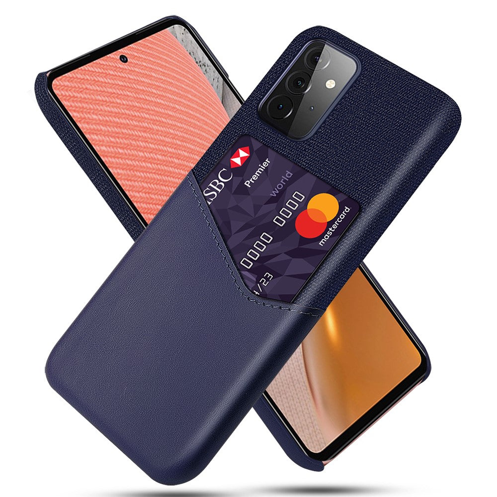 Card Holder Cloth + PU Leather Coated PC Back Cover for Samsung Galaxy A72 5G / A72 4G