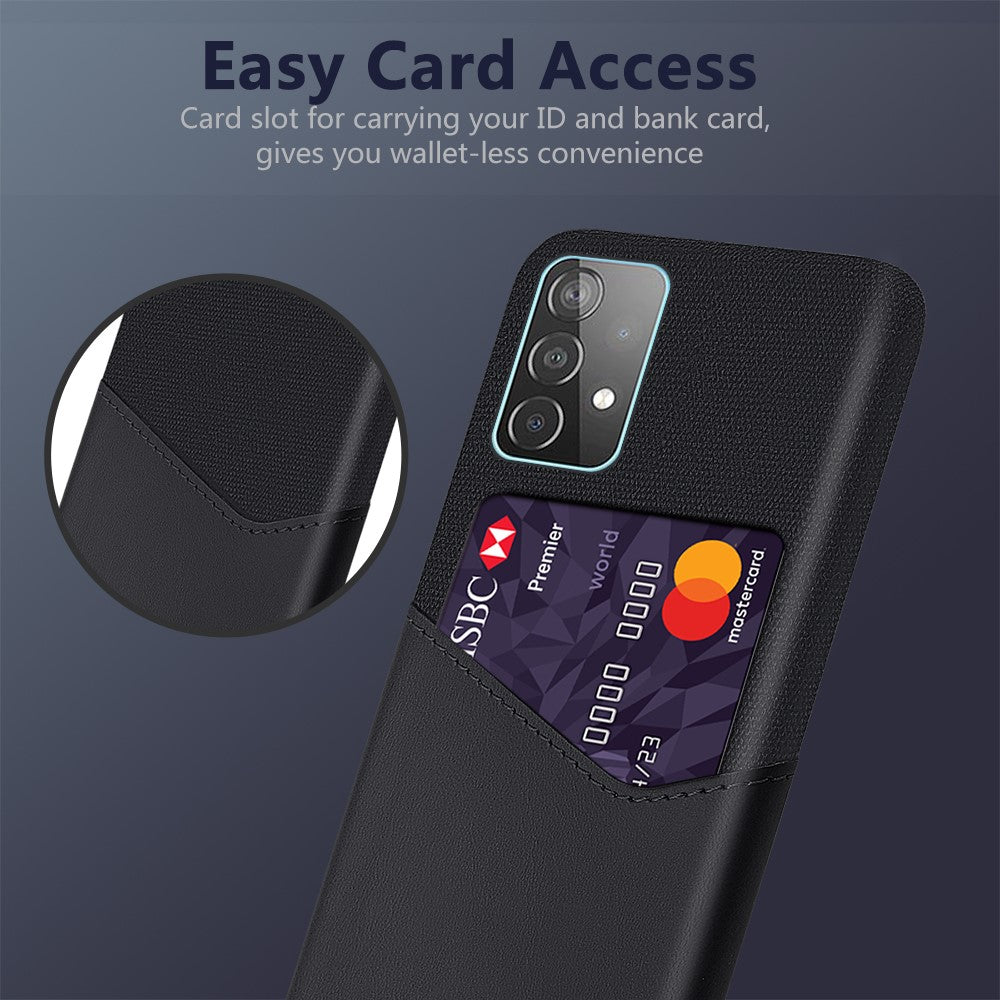 Kortholder af stof + PU-læder belagt PC-bagcover til Samsung Galaxy A52 4G / 5G / A52s 5G
