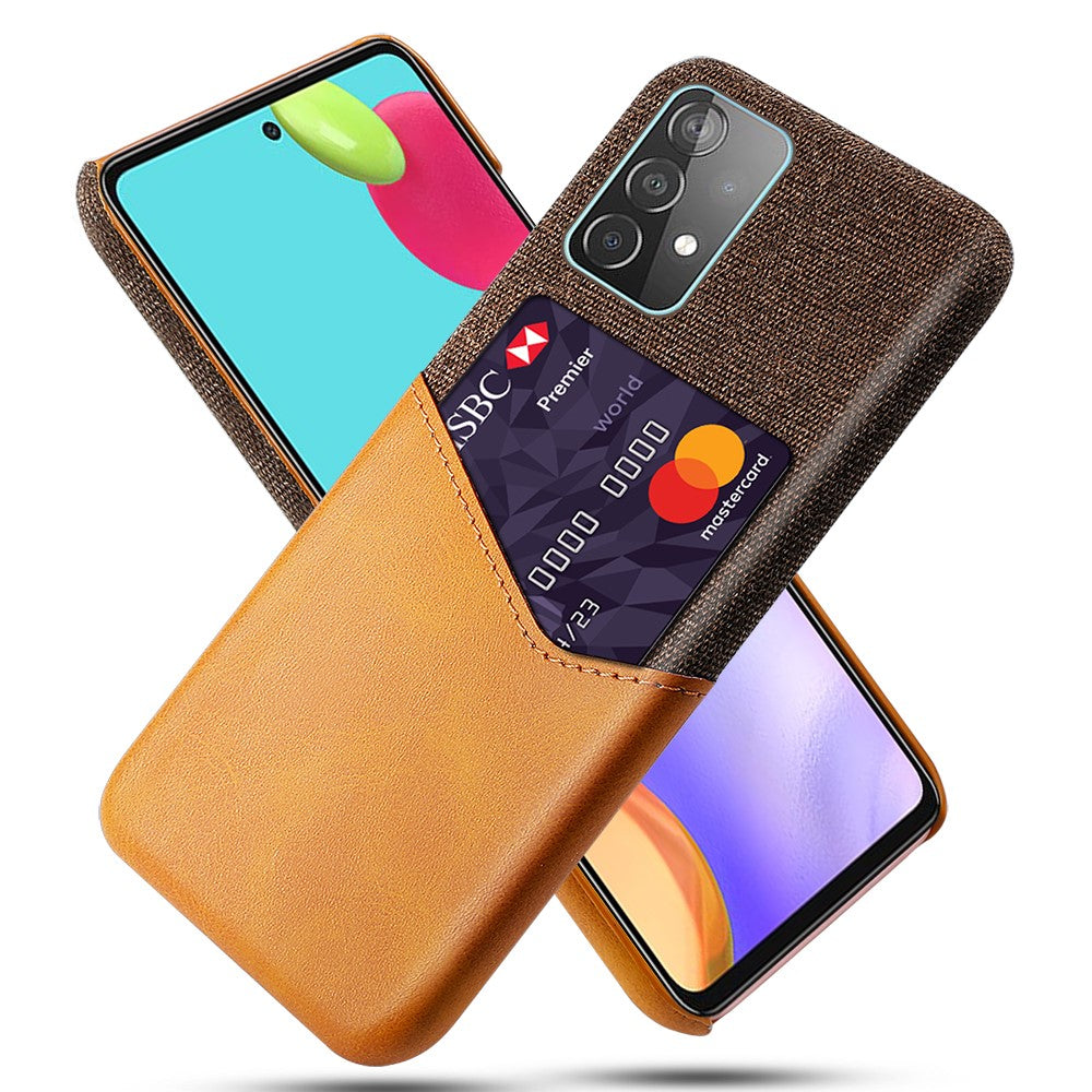 Kortholder af stof + PU-læder belagt PC-bagcover til Samsung Galaxy A52 4G / 5G / A52s 5G