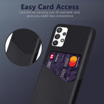 Card Holder Cloth + PU Leather Coated PC Back Cover for Samsung Galaxy A32 5G / M32 5G