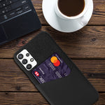 Card Holder Cloth + PU Leather Coated PC Back Cover for Samsung Galaxy A32 5G / M32 5G