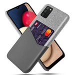 Kortholder stof + PU-læderbelagt PC-bagcover til Samsung Galaxy A02s (164,2mm)