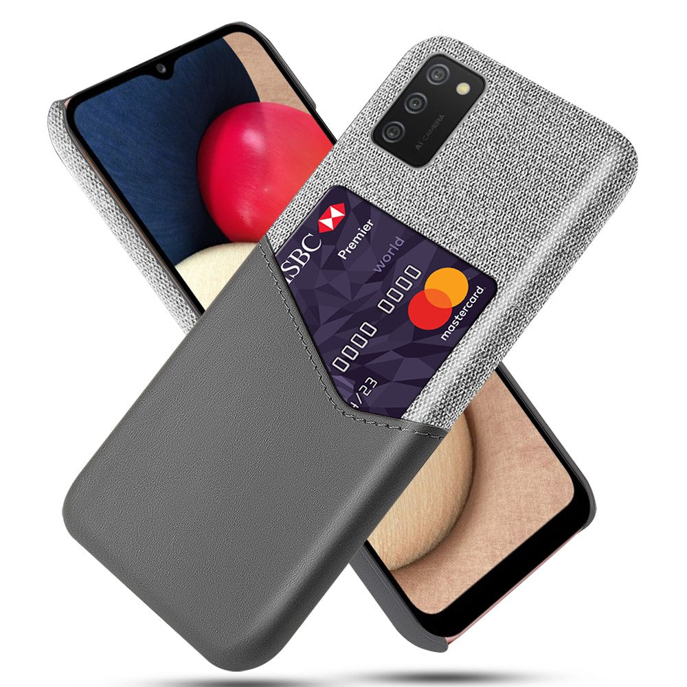 Kortholder stof + PU-læderbelagt PC-bagcover til Samsung Galaxy A02s (164,2mm)