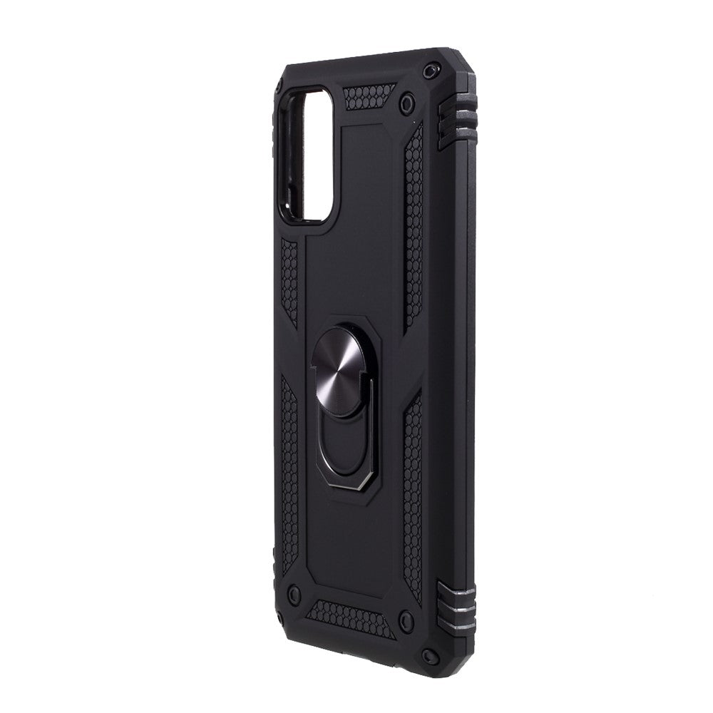 PC + TPU Hybrid Anti-drop Phone Shell with Ring Kickstand Design for Samsung Galaxy A02s (166.5mm)