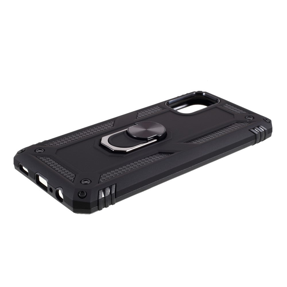 PC + TPU Hybrid Anti-drop Phone Shell with Ring Kickstand Design for Samsung Galaxy A02s (166.5mm)