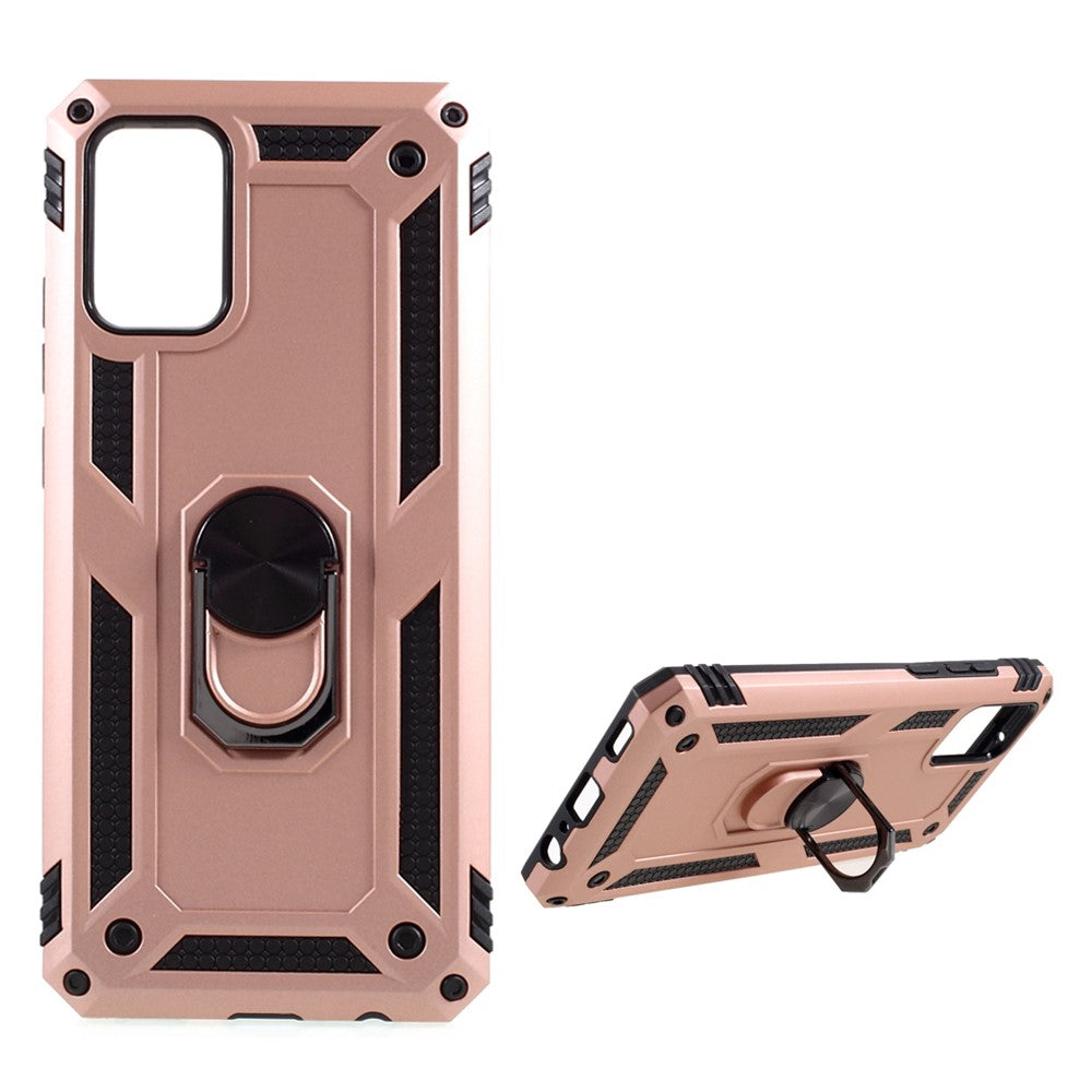 PC + TPU Hybrid Anti-drop Phone Shell with Ring Kickstand Design for Samsung Galaxy A02s (166.5mm)