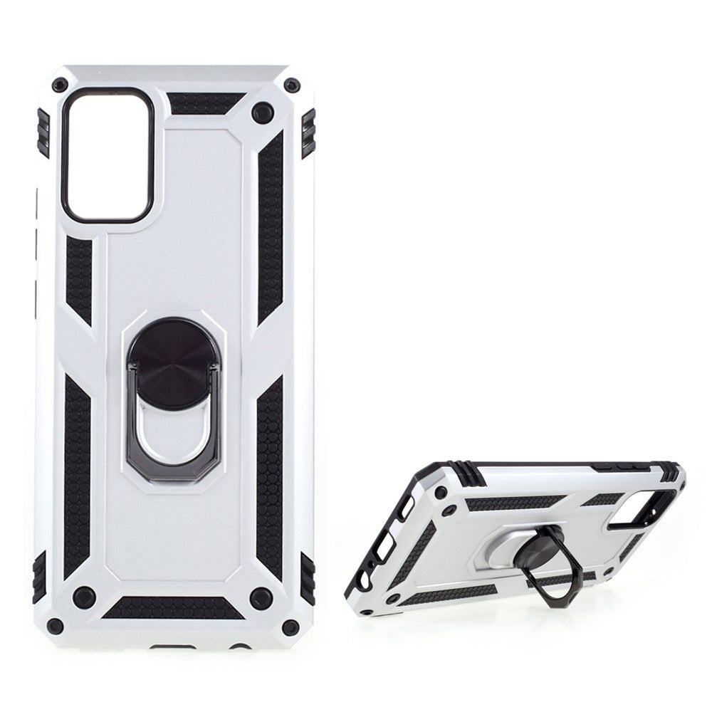 PC + TPU Hybrid Anti-drop Phone Shell with Ring Kickstand Design for Samsung Galaxy A02s (166.5mm)