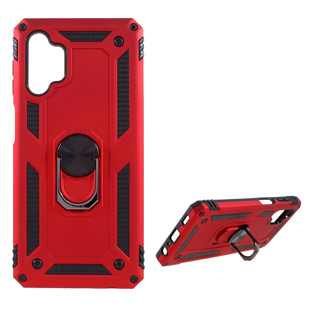 PC + TPU Combo Design Anti-drop Hybrid Phone Shell with Ring Kickstand for Samsung Galaxy A32 5G/M32 5G