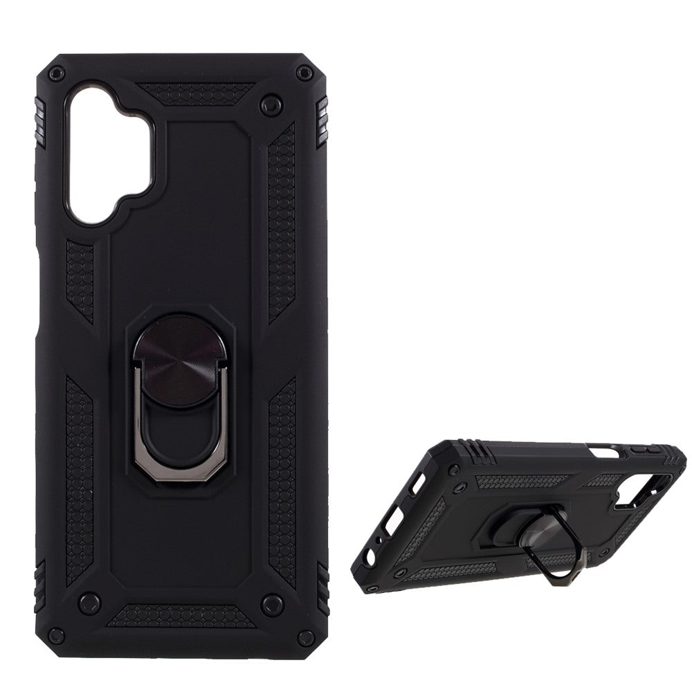 PC + TPU Combo Design Anti-drop Hybrid Phone Shell with Ring Kickstand for Samsung Galaxy A32 5G/M32 5G