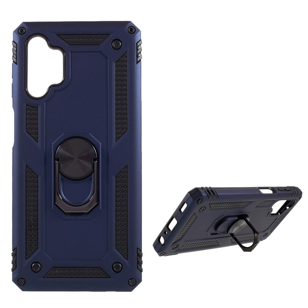 PC + TPU Combo Design Anti-drop Hybrid Phone Shell with Ring Kickstand for Samsung Galaxy A32 5G/M32 5G