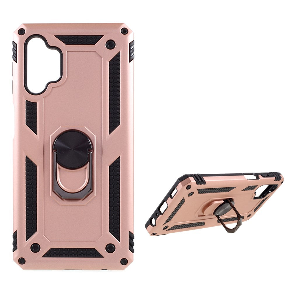 PC + TPU Combo Design Anti-drop Hybrid Phone Shell with Ring Kickstand for Samsung Galaxy A32 5G/M32 5G