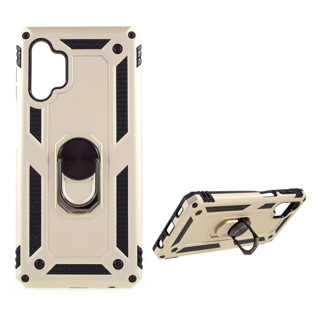 PC + TPU Combo Design Anti-drop Hybrid Phone Shell with Ring Kickstand for Samsung Galaxy A32 5G/M32 5G