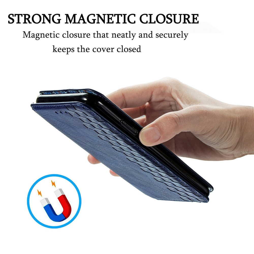 For Samsung Galaxy A71 SM-A715 PU Leather Case Rhombus Imprint Wallet Stand Phone Cover