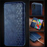 For Samsung Galaxy A71 SM-A715 PU Leather Case Rhombus Imprint Wallet Stand Phone Cover