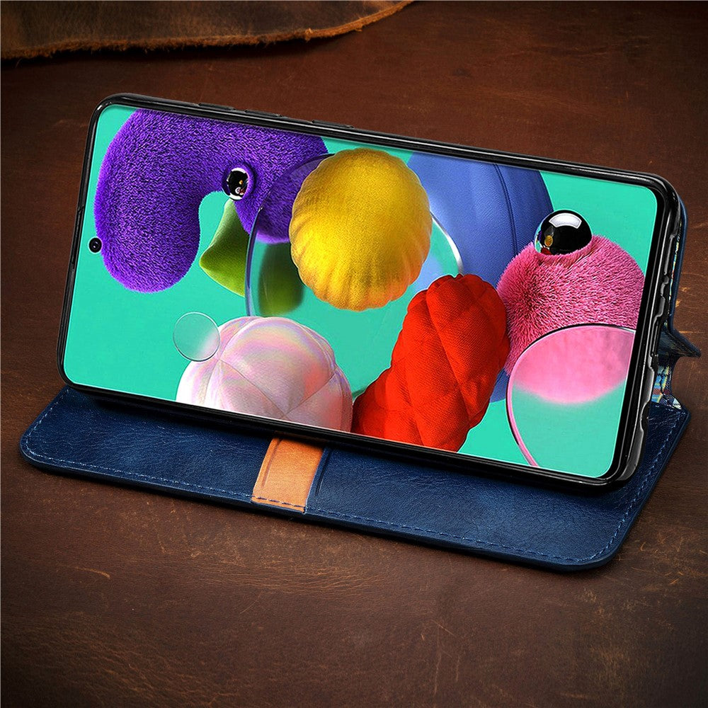 For Samsung Galaxy A71 SM-A715 PU Leather Case Rhombus Imprint Wallet Stand Phone Cover