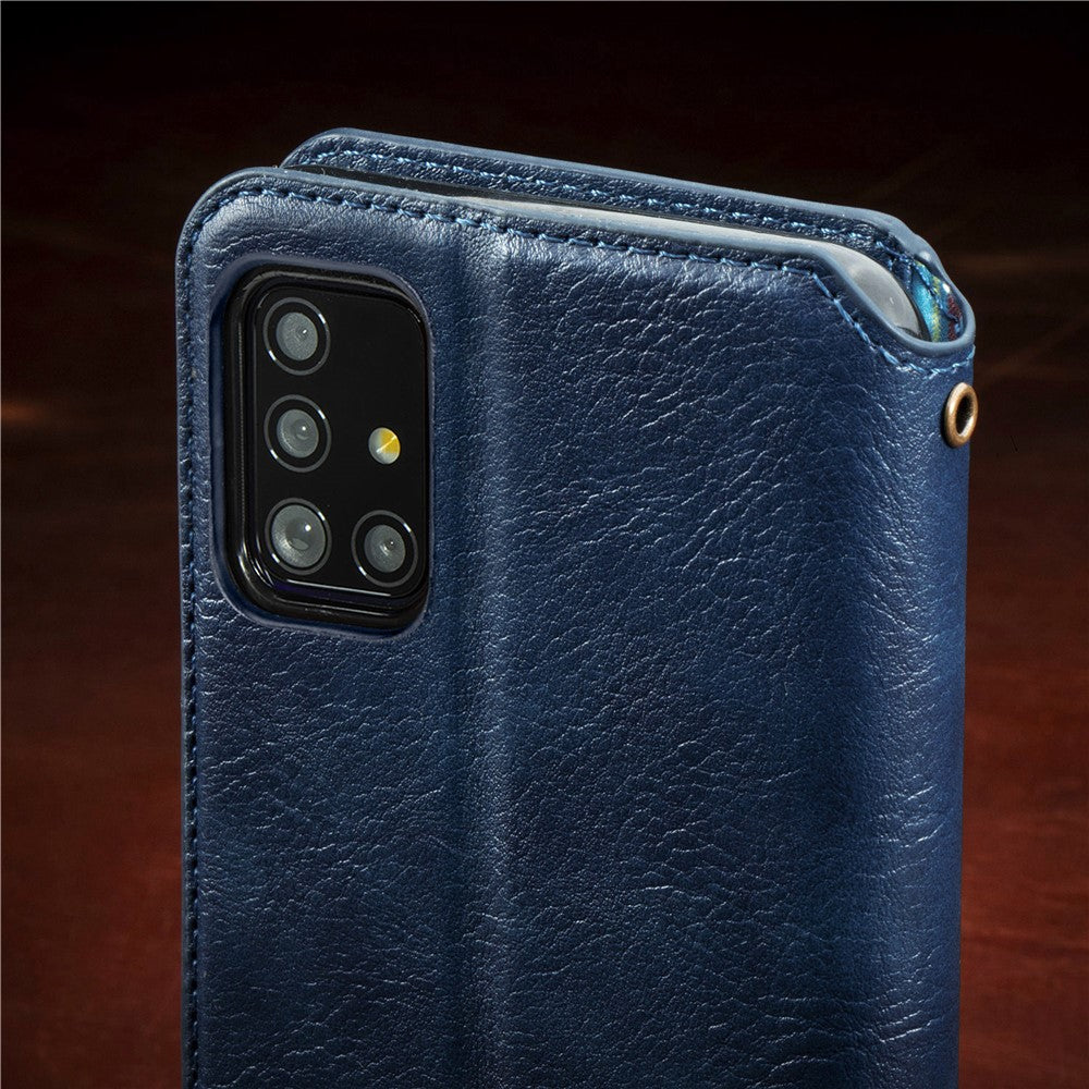 For Samsung Galaxy A71 SM-A715 PU Leather Case Rhombus Imprint Wallet Stand Phone Cover