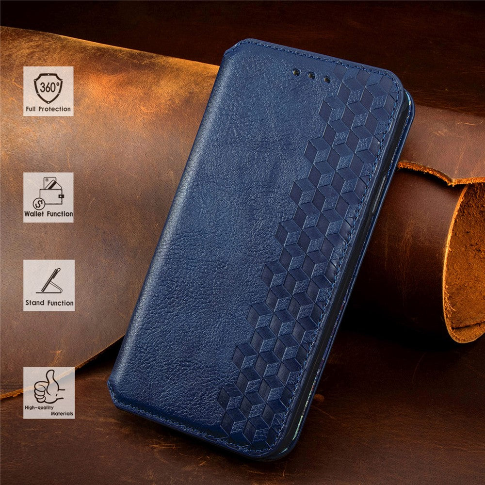 For Samsung Galaxy A71 SM-A715 PU Leather Case Rhombus Imprint Wallet Stand Phone Cover