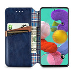 For Samsung Galaxy A71 SM-A715 PU Leather Case Rhombus Imprint Wallet Stand Phone Cover