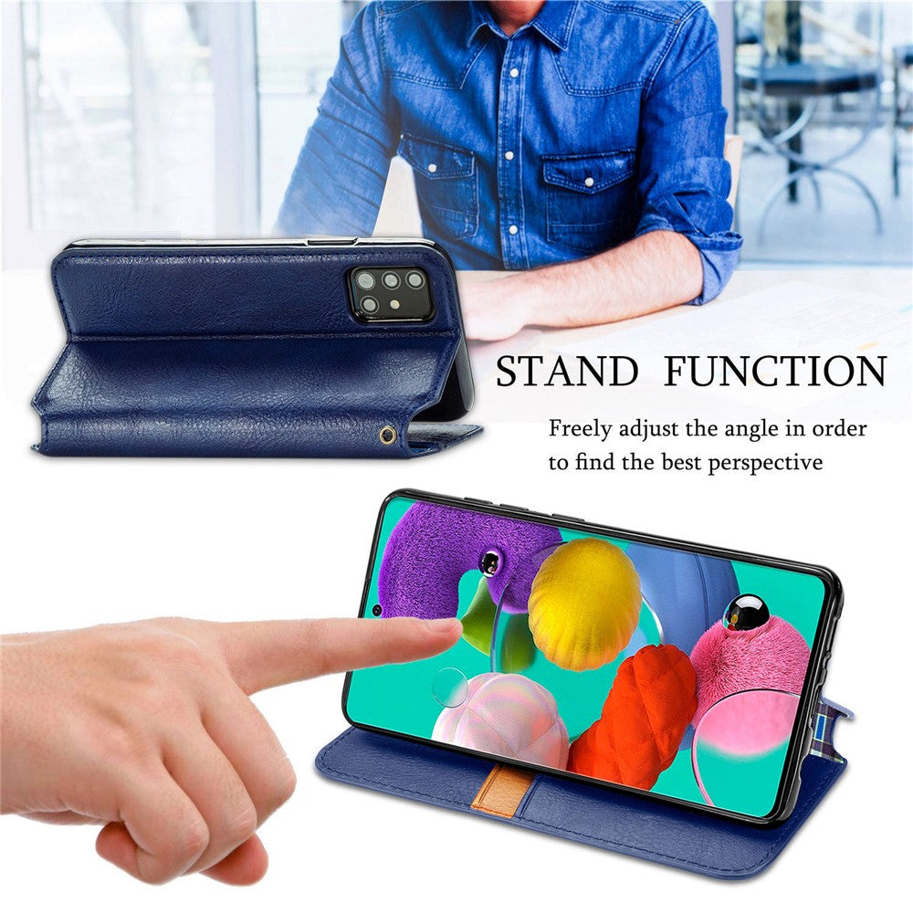 For Samsung Galaxy A71 SM-A715 PU Leather Case Rhombus Imprint Wallet Stand Phone Cover