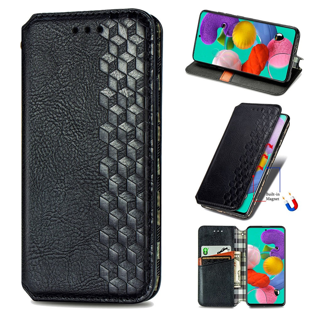 Samsung Galaxy A51 4G SM-A515 PU-läderfodral Rhombus Imprint plånboksfodral