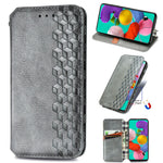 For Samsung Galaxy A51 4G SM-A515 PU Leather Case Rhombus Imprint Wallet Stand Phone Cover