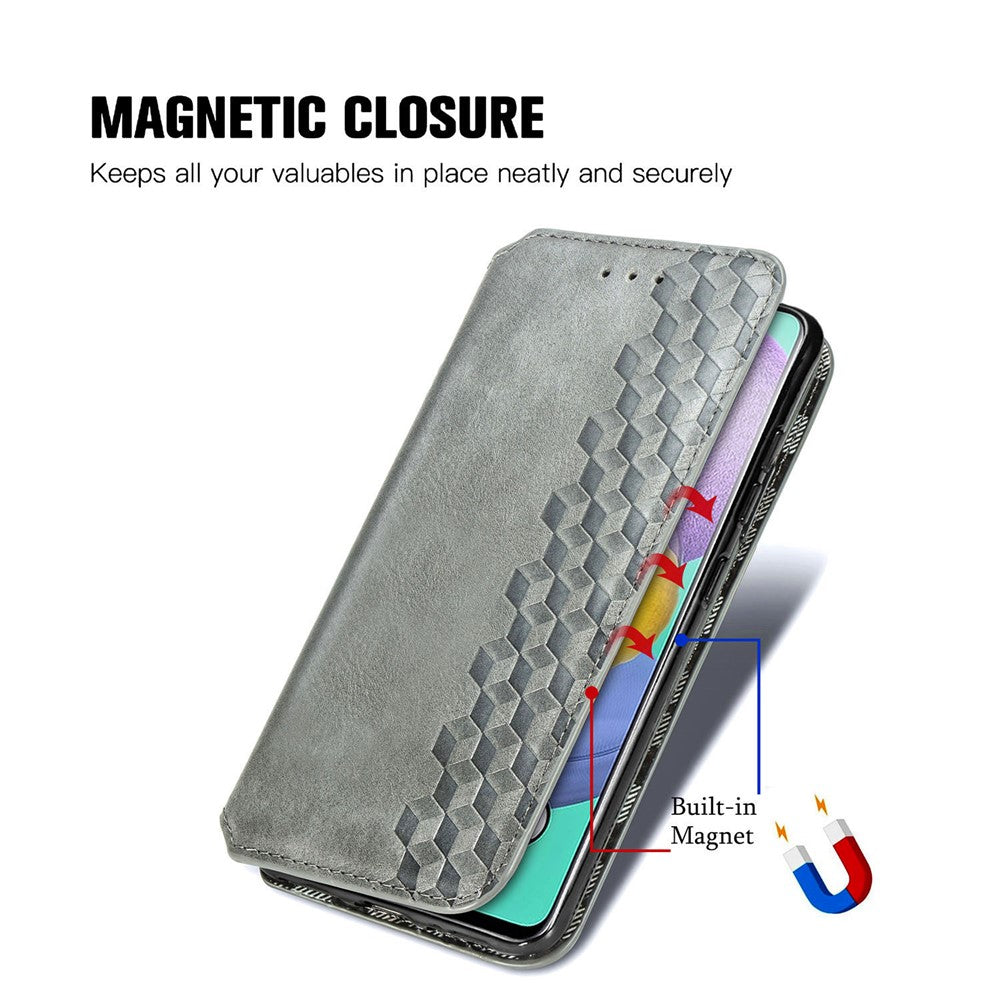 For Samsung Galaxy A51 4G SM-A515 PU Leather Case Rhombus Imprint Wallet Stand Phone Cover