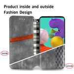 For Samsung Galaxy A51 4G SM-A515 PU Leather Case Rhombus Imprint Wallet Stand Phone Cover