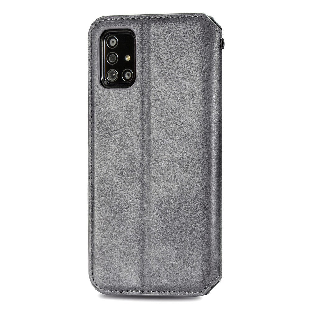 For Samsung Galaxy A51 4G SM-A515 PU Leather Case Rhombus Imprint Wallet Stand Phone Cover
