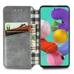 For Samsung Galaxy A51 4G SM-A515 PU Leather Case Rhombus Imprint Wallet Stand Phone Cover