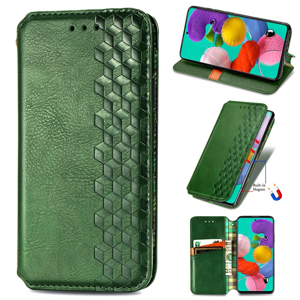 Samsung Galaxy A51 4G SM-A515 PU-läderfodral Rhombus Imprint plånboksfodral