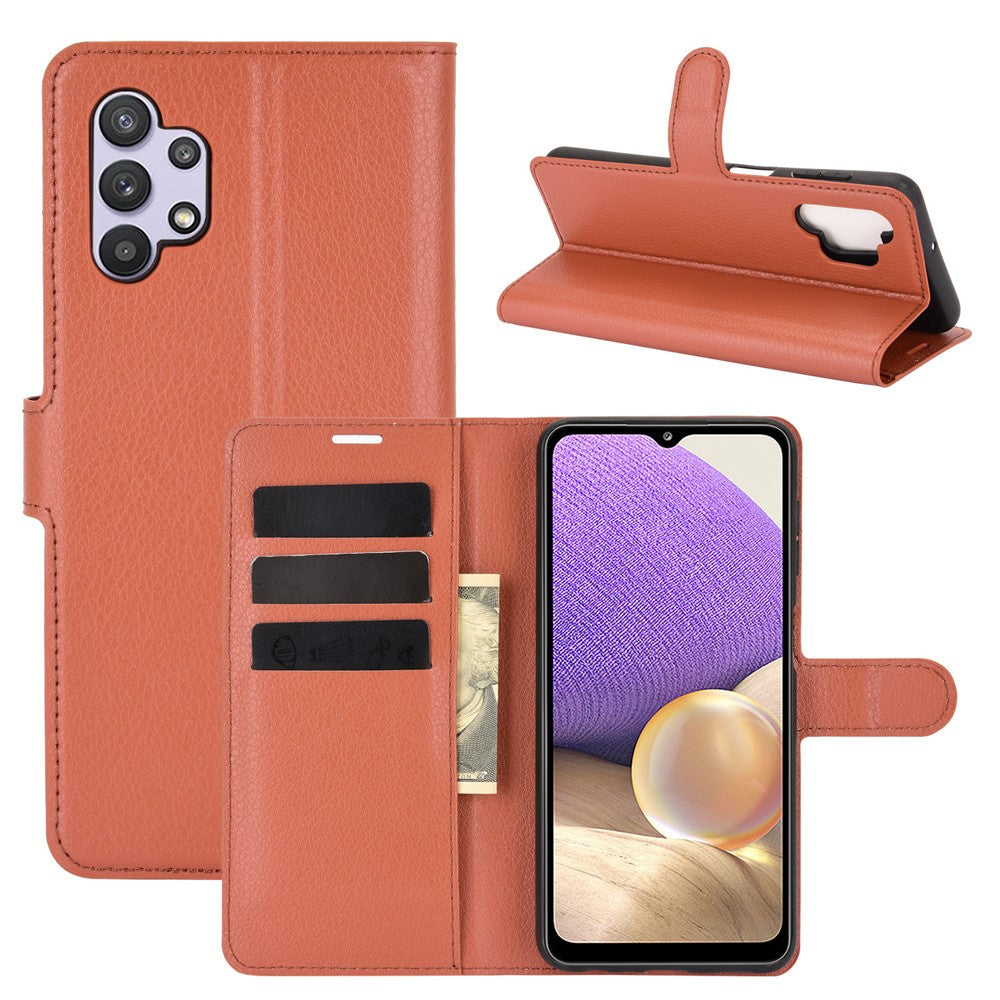 Litchi Texture Wallet Leather Protector Phone Stand Cover for Samsung Galaxy A32 5G / M32 5G