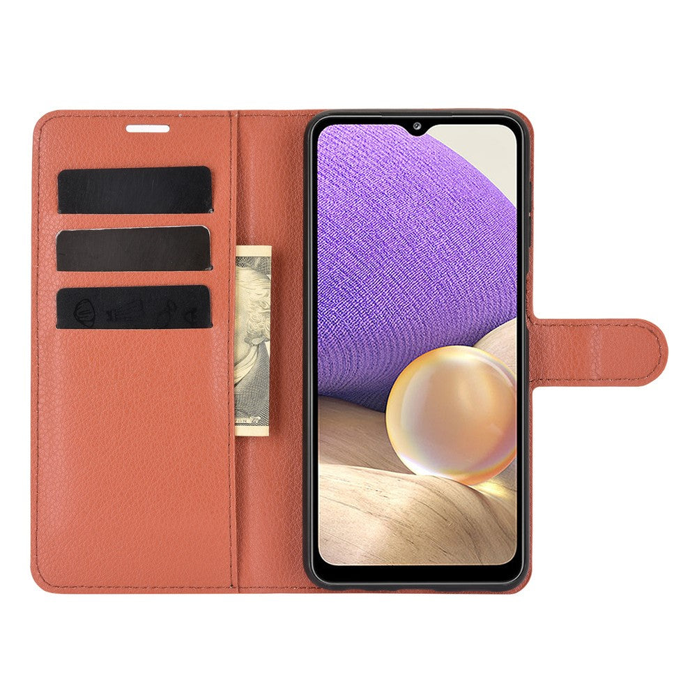 Litchi Texture Wallet Leather Protector Phone Stand Cover for Samsung Galaxy A32 5G / M32 5G