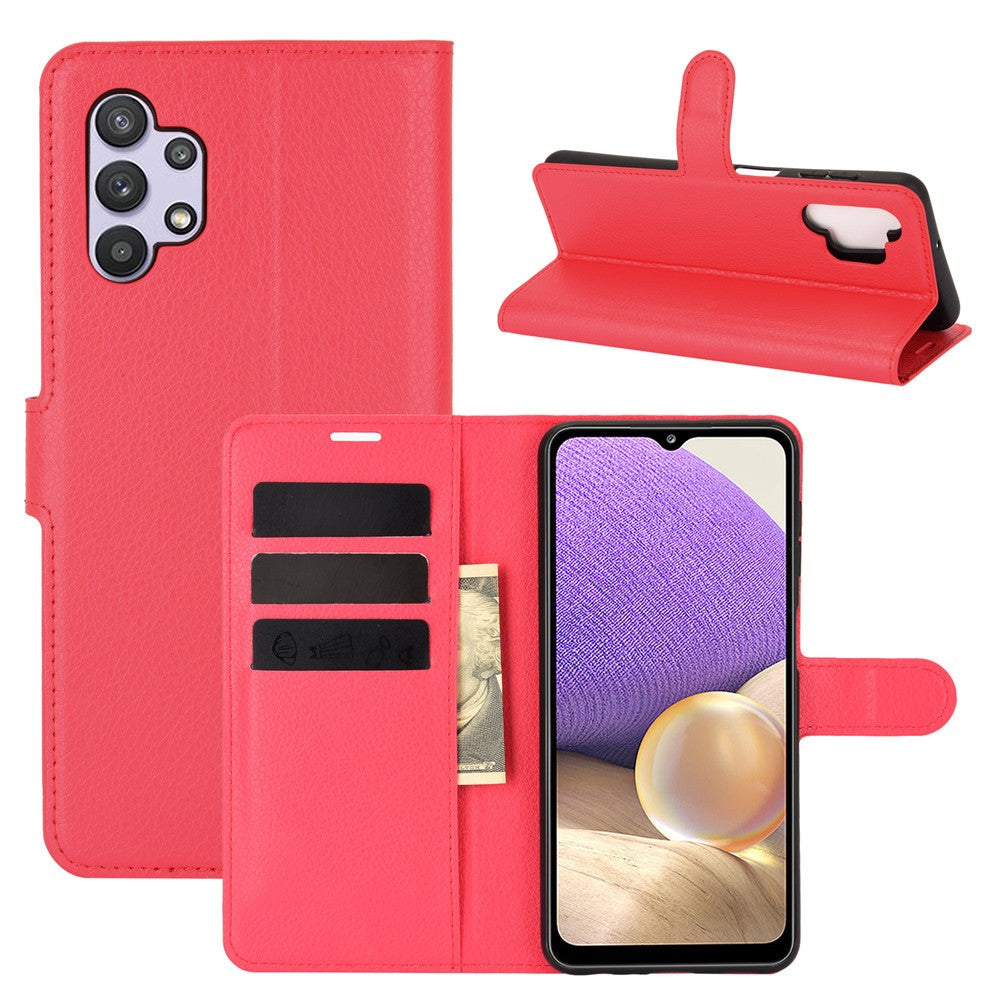 Litchi Texture Wallet Leather Protector Phone Stand Cover for Samsung Galaxy A32 5G / M32 5G