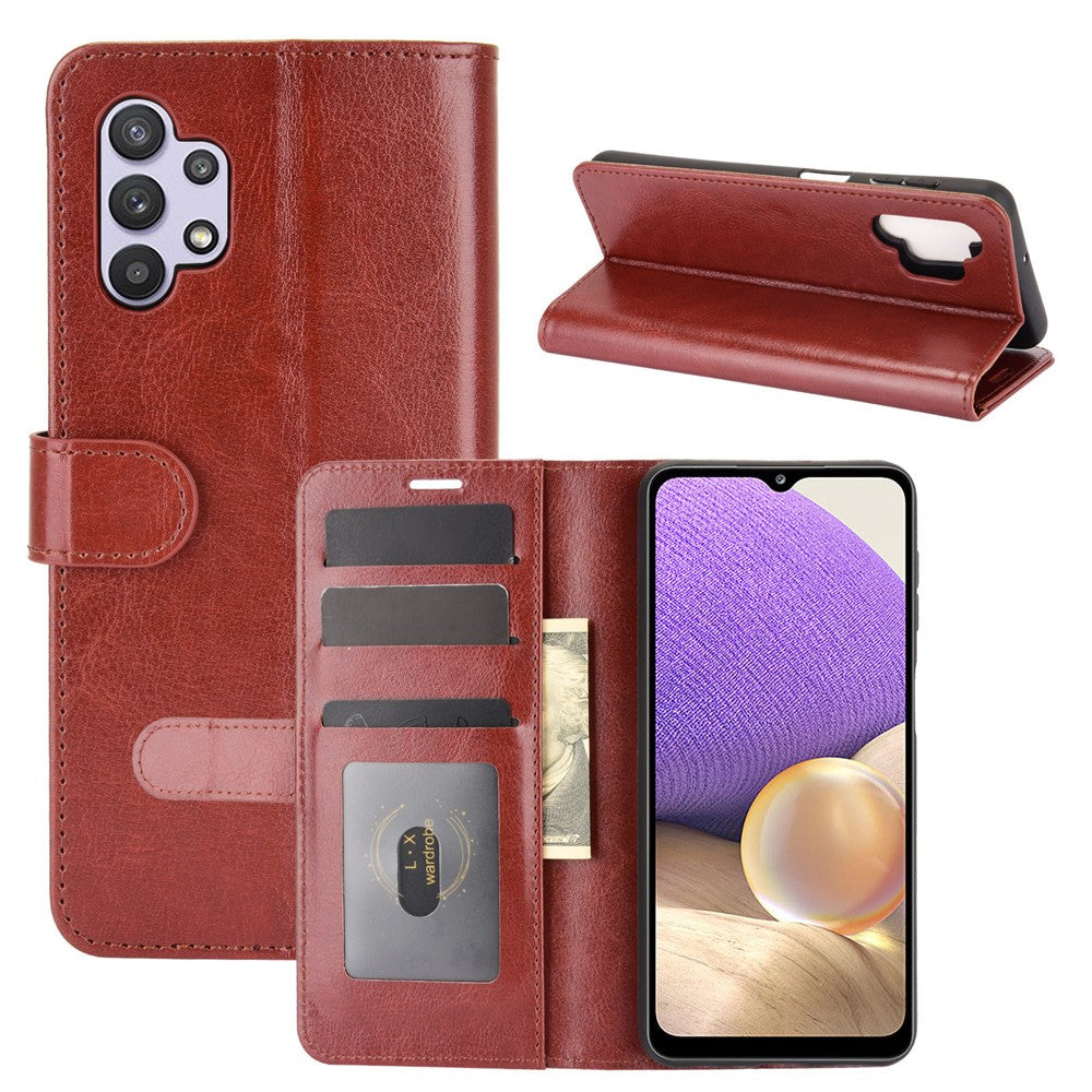 Wallet Design Crazy Horse Texture Leather Cover Stand Case for Samsung Galaxy A32 5G / M32 5G