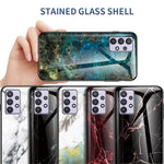 Slid- og ridsefast marmormønster, stødsikkert hærdet glas-mobilcover til Samsung Galaxy A32 5G/M32 5G