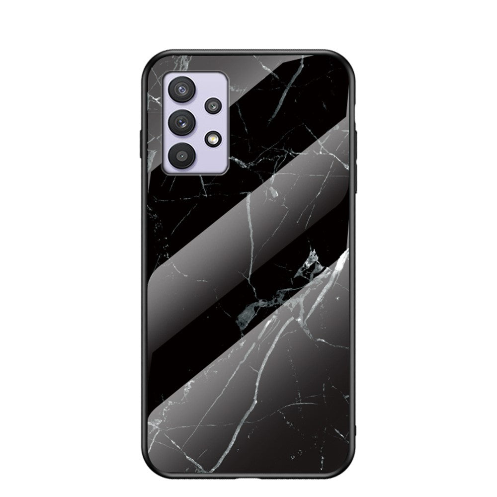 Slid- og ridsefast marmormønster, stødsikkert hærdet glas-mobilcover til Samsung Galaxy A32 5G/M32 5G