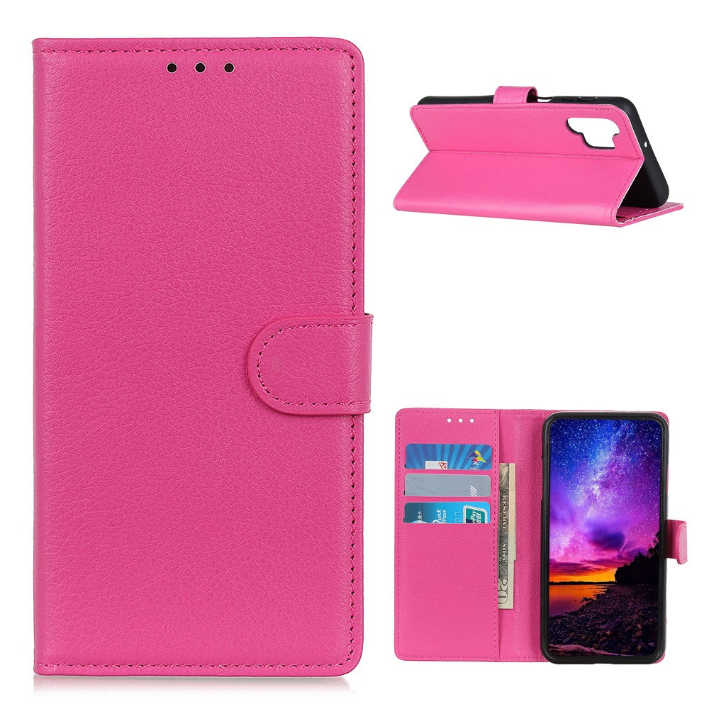 Folio Flip Design Litchi Skin Leather Phone Case Stand Protective Shell with Wallet for Samsung Galaxy A32 4G (EU Version)