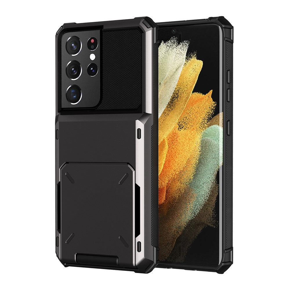Flip-korthållare TPU+PC Hybridskal för Samsung Galaxy S21 Ultra 5G