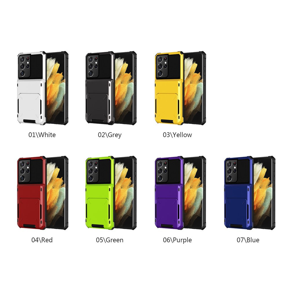Flip-korthållare TPU+PC Hybridskal för Samsung Galaxy S21 Ultra 5G
