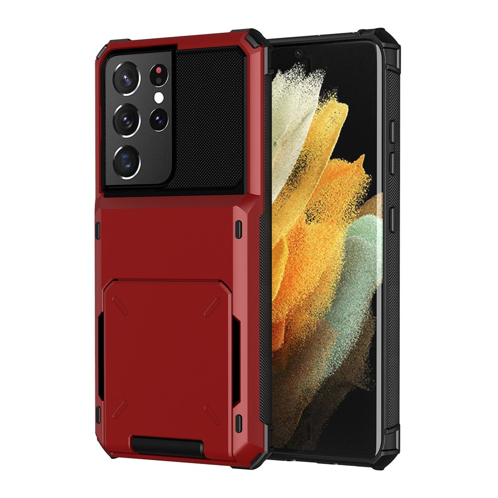 Flip-korthållare TPU+PC Hybridskal för Samsung Galaxy S21 Ultra 5G
