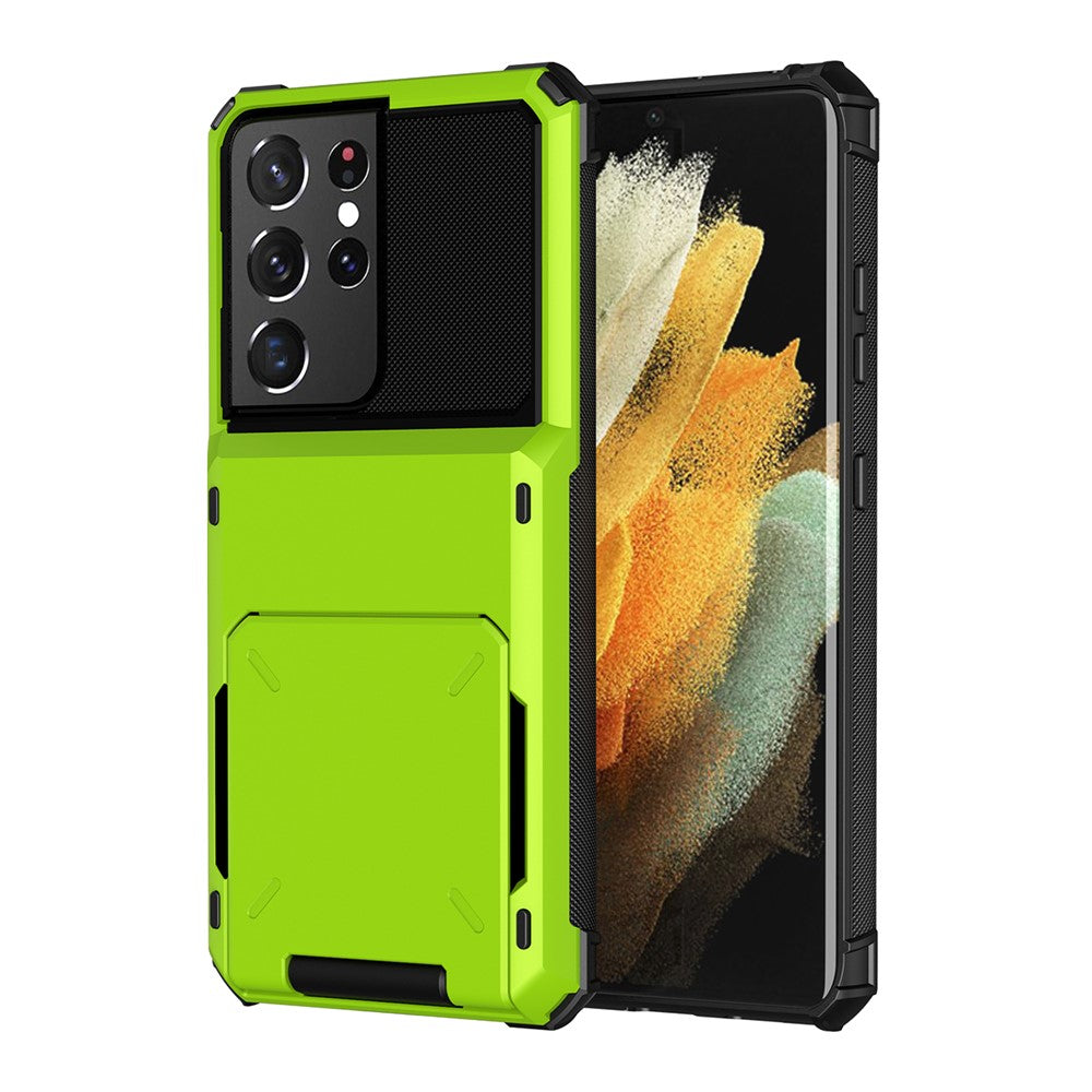 Flip-korthållare TPU+PC Hybridskal för Samsung Galaxy S21 Ultra 5G