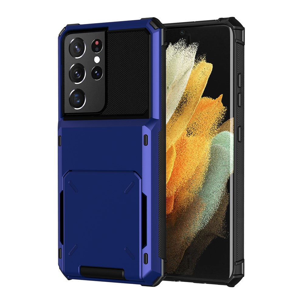 Flip-korthållare TPU+PC Hybridskal för Samsung Galaxy S21 Ultra 5G