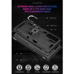 Hybrid PC + TPU Phone Case Shell Anti-Fall Finger Ring Kickstand for Samsung Galaxy A72 5G