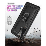 Hybrid PC + TPU Phone Case Shell Anti-Fall Finger Ring Kickstand for Samsung Galaxy A72 5G