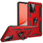 Hybrid PC + TPU Phone Case Shell Anti-Fall Finger Ring Kickstand for Samsung Galaxy A72 5G