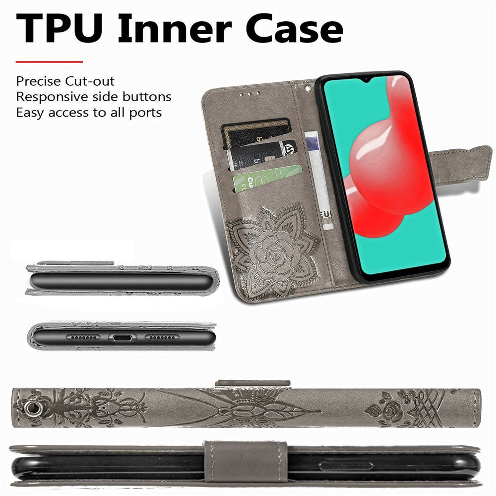 Præg Stor Sommerfugle Læder Pung Telefoncover til Samsung Galaxy A32 5G